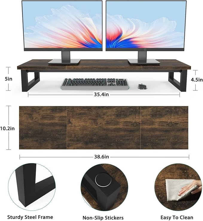 YAOHUOO Dual Monitor Stand Riser, 39Inch Large Monitor Stands - Image 7