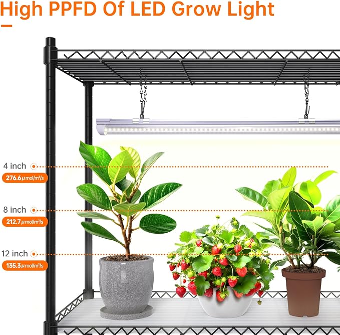 Bstrip Plant Shelf with Grow Light, 5-Tier Plant Stand with T8 24W Grow Light - Image 7
