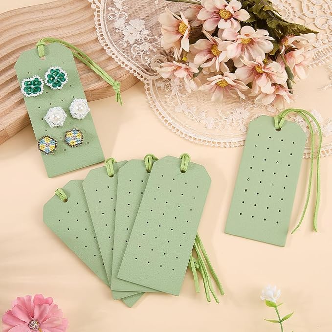 6PCS Pierced Leather Earring Displays Card 1.2mm 32 Holes Portable PU Leather - Image 4
