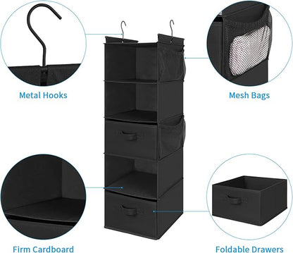 MAX Houser 5 Tier Shelf Hanging Closet Organizer, Cloth Hanging Shelf - Image 5