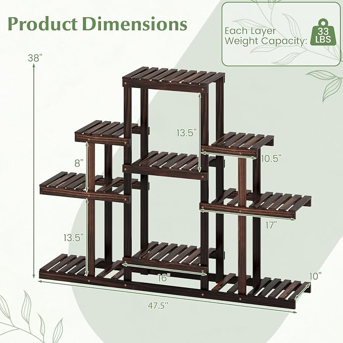 Giantex Plant Stand Indoor & Outdoor, 6 Tier Wood Flower Pot Stand - Image 3
