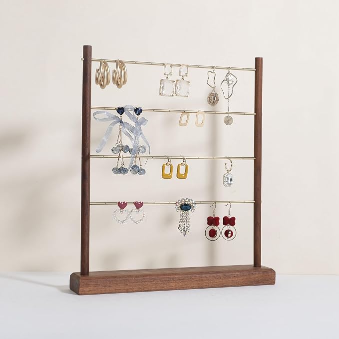 GemeShou Walnut earrings display stand by GemeShou