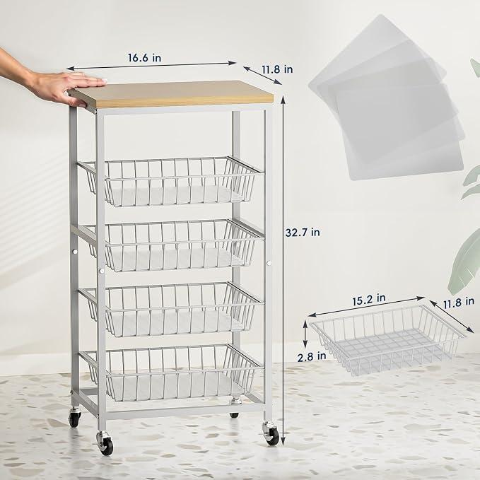 Snack Cart, 5-Tier Kitchen Carts on Wheels - Image 6