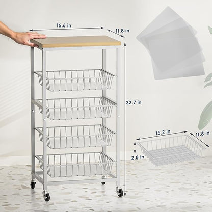 Snack Cart, 5-Tier Kitchen Carts on Wheels - Image 6