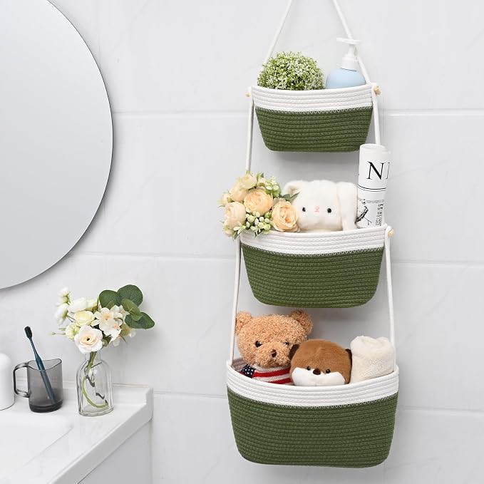 Hanging Basket, 3-Tier Woven Wall Basket - Image 4