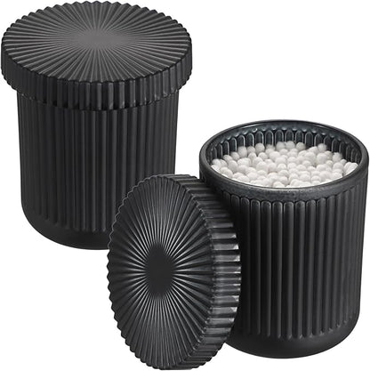 2 Pack Glass Qtip Holder with Lid, Qtip Dispenser Bathroom Storage Jars- Glass by Unknown