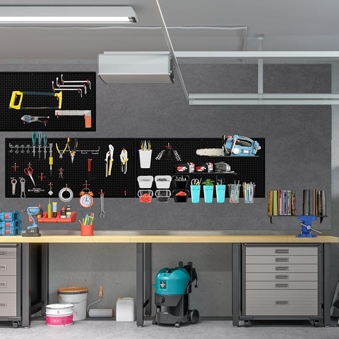 Peg Board, 3 Pack 16-Inch X 36-Inch Heavy Duty Steel Pegboard, Heavy Duty Black - Image 8