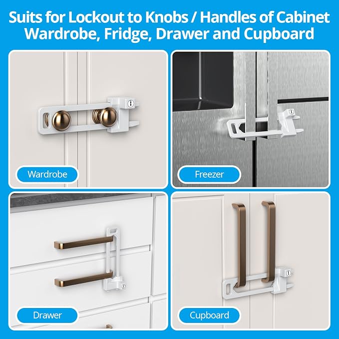 AST Keyed Cabinet Lock, 2 Locks 4 Keys Keyed Alike, Effective Childproof - Image 6