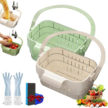 Foldable Hanging Kitchen Sink Drain Basket, 2-in-1 Foldable Sink Colander by AODGHC