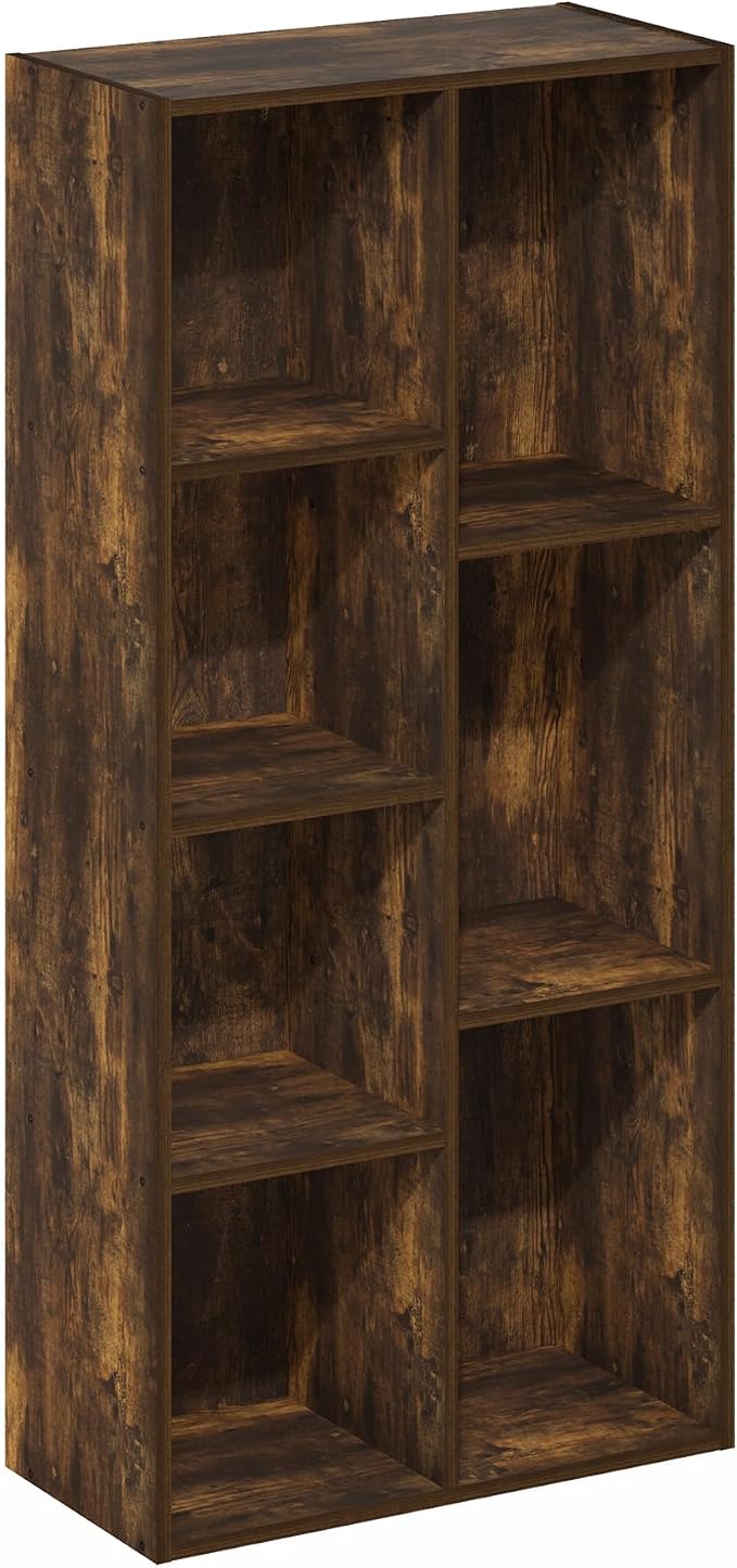 Furinno LUDER Book Shelf, 7-Cube Bookshelf, 9.4 x 19.5 x 41.7, - Image 6