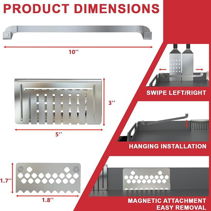 Magnetic Grill Grease Gate Set, 6 Pack Magnetic Hooks and Tool Holder Combo - Image 2