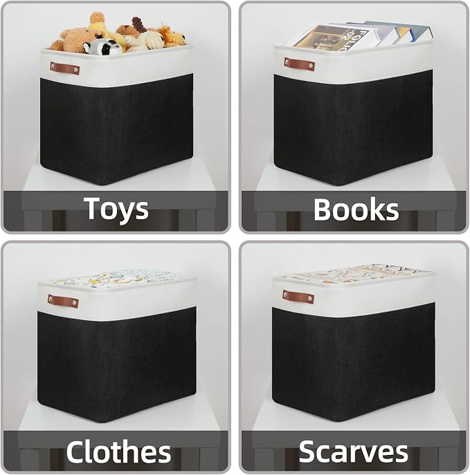 HNZIGE Baskets Shelf Baskets for Clothes 2 Pack Large Storage Bins Fabric - Image 3