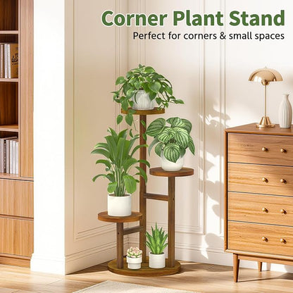 LASZOLA 3 Tiered Wood Plant Stand Indoor Corner, Flower Holder Rack Tall - Image 3