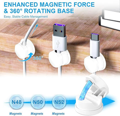 6pcs Magnetic Cord Organizer, 360° Swiveling Adhesive Cable Clips - Image 5