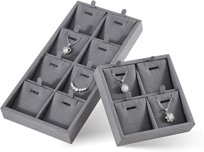 Dark Blue Jewelry Display Tray Ring Necklace Earring Bangle Organizer - Image 2