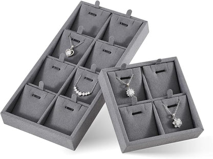 Dark Blue Jewelry Display Tray Ring Necklace Earring Bangle Organizer - Image 2