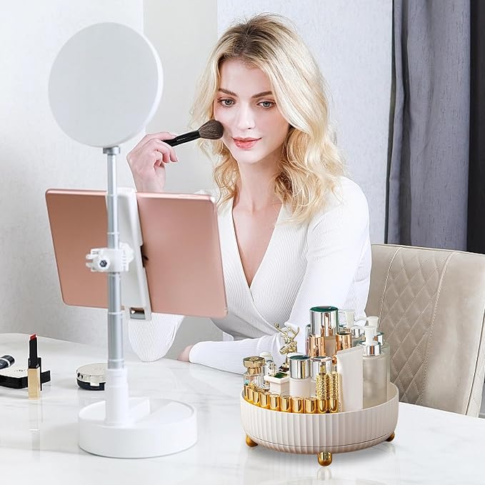 Rotating Makeup Organizer, 8.7 Inch Large Capacity Vanity Tray - Image 3