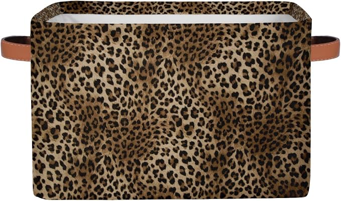 Basket Storage Bins Animal Leopard Cheetah Skin Rectangle Cube Basket Box Kids by Pardick