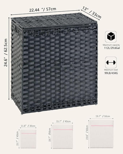 Laundry Hamper with Lid Wicker Laundry Basket 112 L Laundry Hampers Handwoven - Image 5