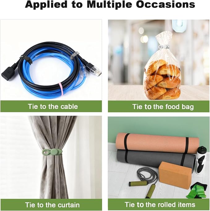 40Pcs Silicone Cable Ties with Box, Reusable Cord Organizer Rope, Elastic Cord - Image 6