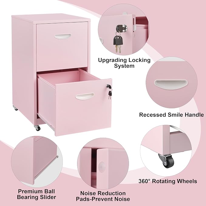 2 Drawer Mobile File Cabinet - Image 4