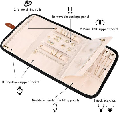 Voova Travel Jewelry Holder Organizer Case, Large Jewelry Storage Bag - Image 2
