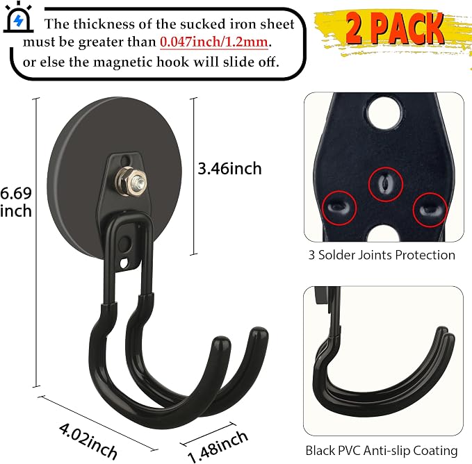 ULIBERMAGNET New Upgraded Extra Large Magnetic Hooks, 2 Pack Heavy Duty - Image 3