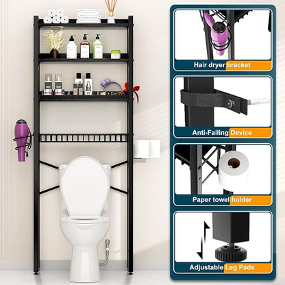 Over The Toilet Storage Cabinet, 4 Tier Bathroom Organizer and Storage - Image 6
