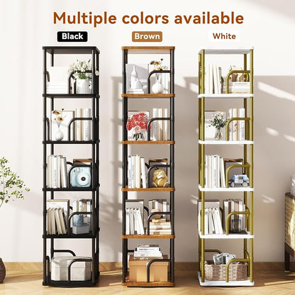 IBUYKE 6 Tier Rotating Bookshelf, Square Bookcases - Image 9