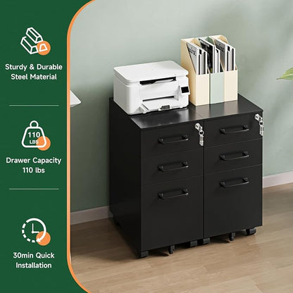 Letaya 3 Drawer Mobile File Cabinet - Image 8