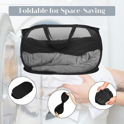 Durable Collapsible Laundry Baskets, Mesh Pop Up Laundry Hamper - Image 6