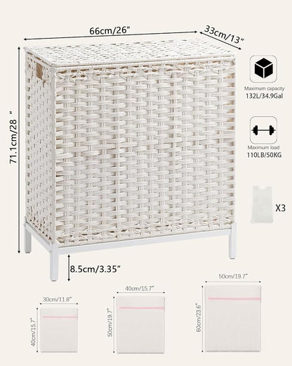 SETVSON Laundry Hamper with Lid 132 L, Clothes Hamper with Lid, Handwoven - Image 5
