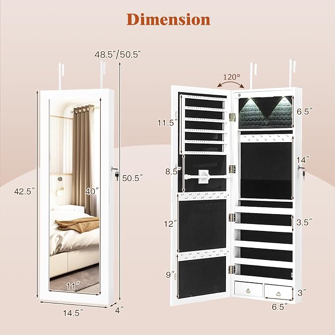 Giantex Jewelry Armoire Wall Door Mounted, Lockable Jewelry Cabinet - Image 7
