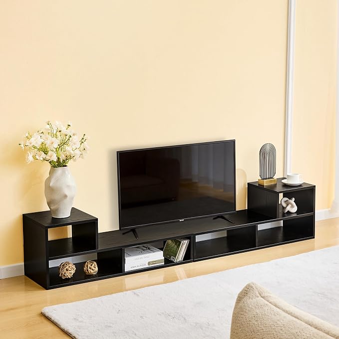 Black L-Shaped Modular Bookshelf TV Stand - Image 5