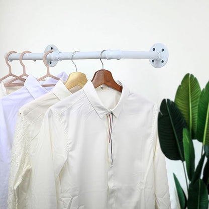 WEBI Clothing Rack Wall Mount White, Heavy Duty Iron Garment Rack Bar, Retail - Image 6