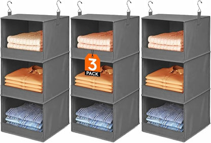 Lifewit 3 Tier Hanging Closet Organizer and Storage, Foldable Hanging Closet by Lifewit