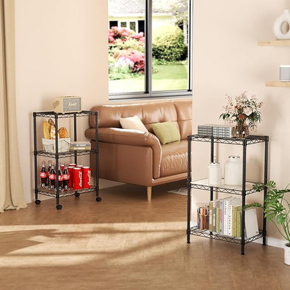 SINGAYE 3 Small Shelves Storage Shelf Wire Shelving Unit Metal Shelf Adjustable - Image 7