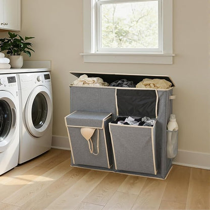 SOLEDI 220L Laundry Hamper 3 Section, Extra Large Laundry Basket - Image 2