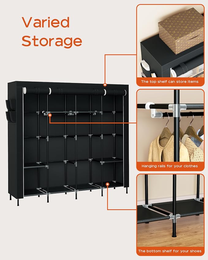 Portable Closet, 66.9 Inch Large Capacity Wardrobe Closet - Image 6