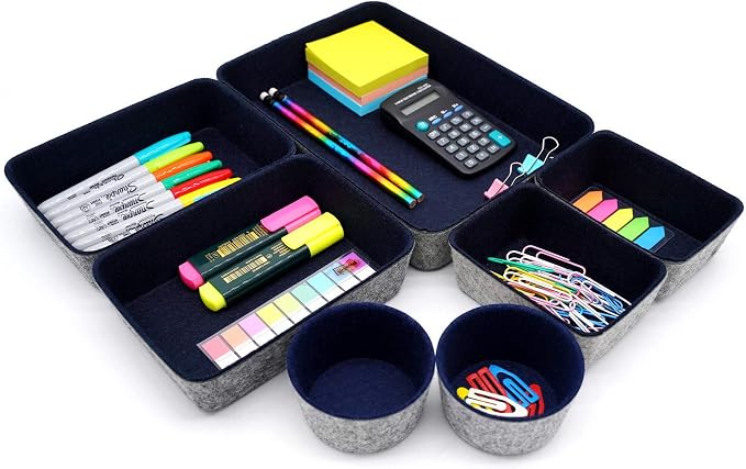 Welaxy Desk Drawer organizer felt trays desktop storage bins dividers - Image 5