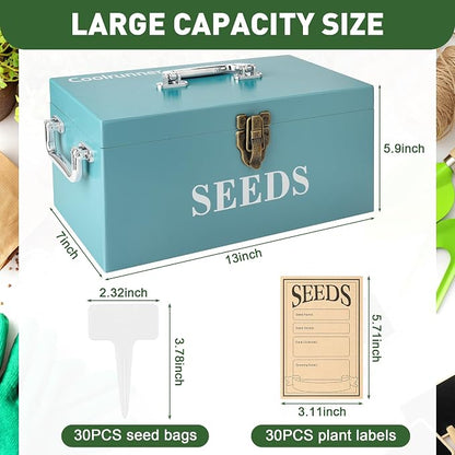 Coolrunner Wood Seed Saving Box, Seed Storage Organizer Case, Seed Packet - Image 2