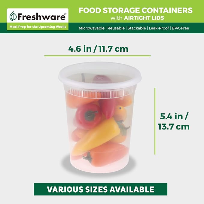 Freshware Food Storage Containers 32 oz Plastic Deli Containers - Image 3