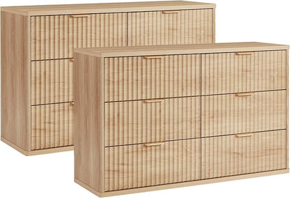 LEYAOYAO Fluted 6 Drawers Dresser Set of 2, Curved Profile Design, Dresser TV by LEYAOYAO-Findtheshiningpointofyourideallife%EF%BC%81