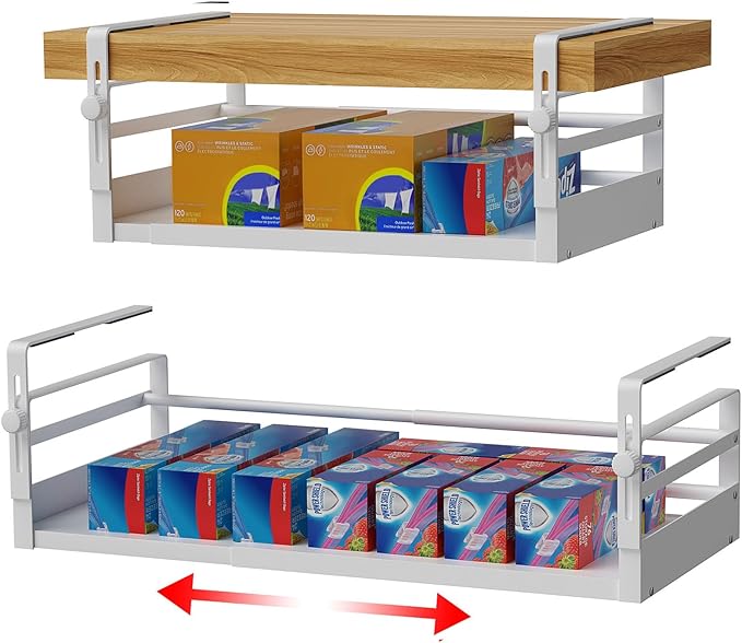 2Pack Under Shelf Basket Organizer, Adjustable Under Cabinet Shelf Storage by AmonHouseware