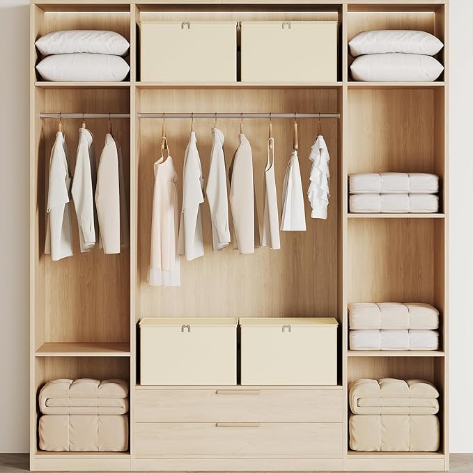 Clothes Storage Bins with Sturdy Frames, Foldable Fabric Clothing Organizer Box - Image 6