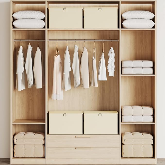 Clothes Storage Bins with Sturdy Frames, Foldable Fabric Clothing Organizer Box - Image 6