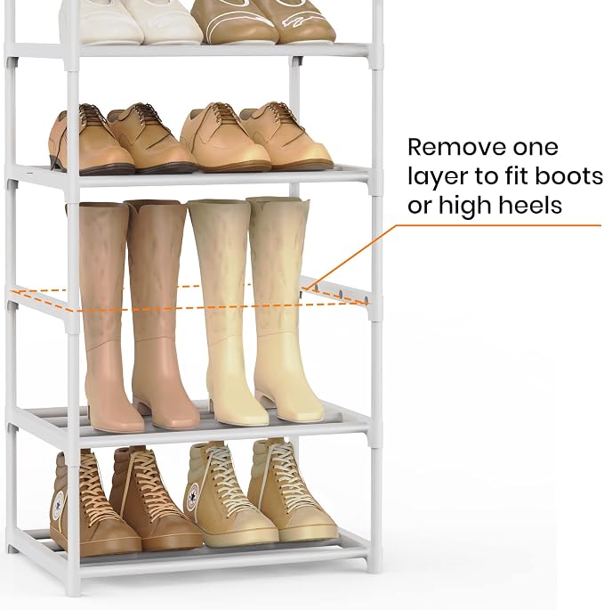 Metal Shoe Rack Organizer 10 Tiers, 20-24 Pairs Narrow Tall Shoe Racks - Image 5