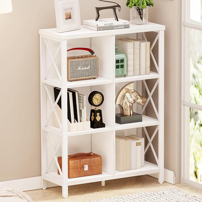 FATORRI 6 Cube Storage Organizer Shelf, Wood and Metal Cubby Bookshelf - Image 3