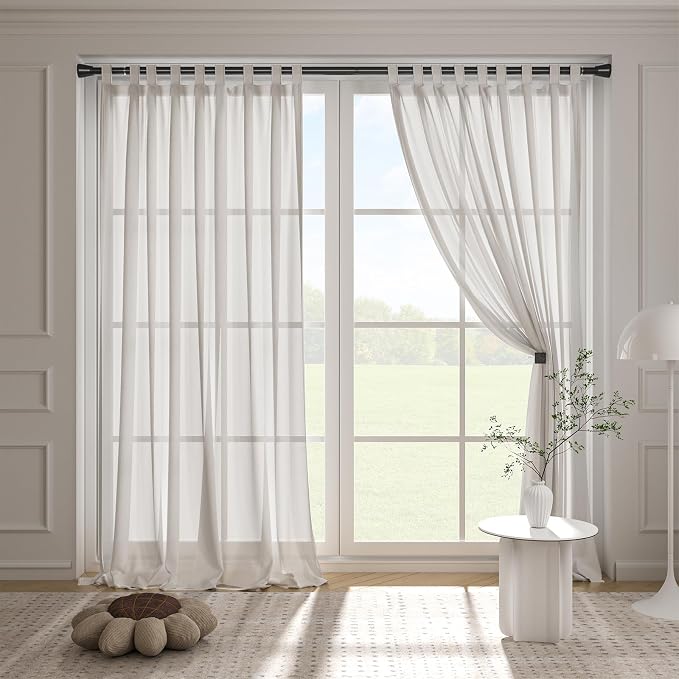 Shower Curtain Rod Black Tension Rod 45 to 77 Inch 2PCS Spring Curtain Rod - Image 8