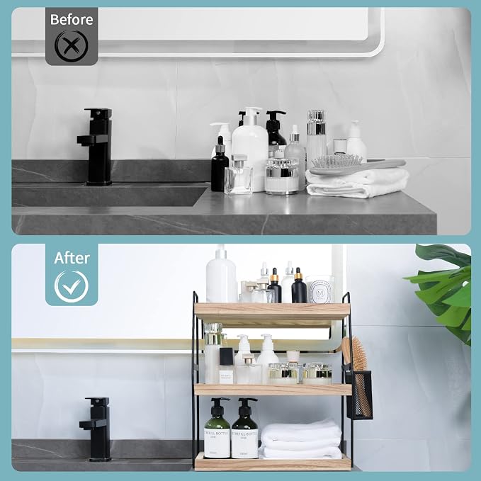 Bathroom Counter Organizer, 3-Tier Standing Storage Shelf - Image 3